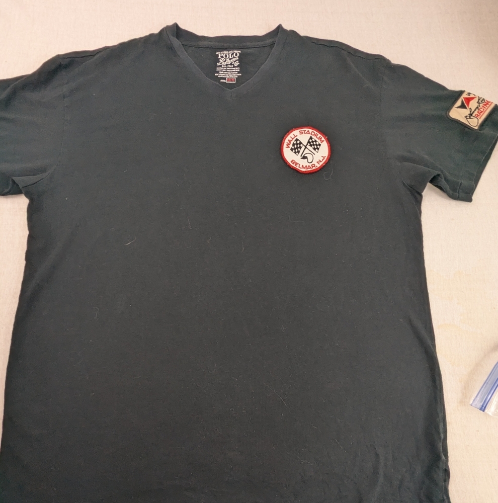POLO Ralph Lauren Johnny Rutherford Racing Team Tee Shoulder Patch Size Medium
